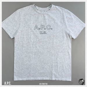 A.P.C. U.S. STAR LOGO TEE IN GREY MELANGE 2017 U.S. CAPSULE COLLECTION